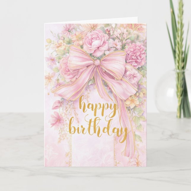 Tarjeta Cumpleaños Floral Bonito (Anverso)