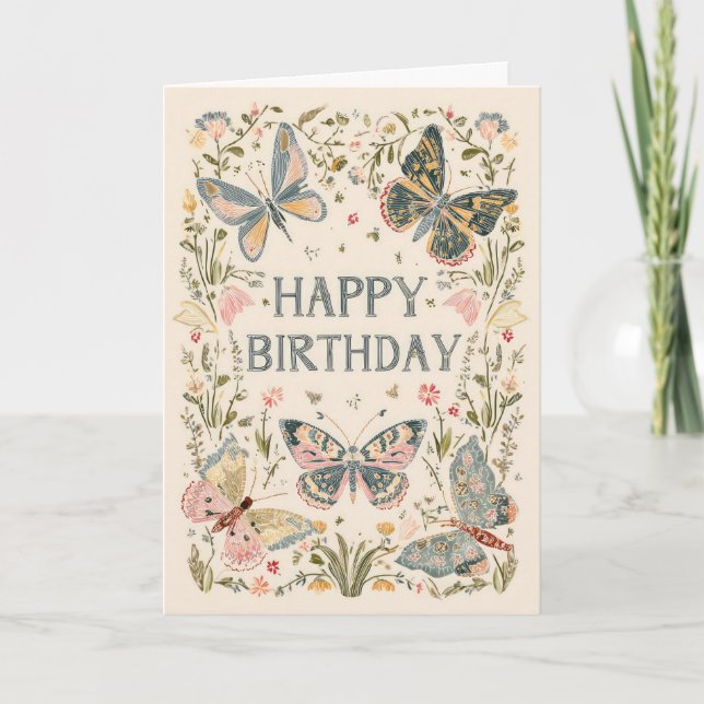 Tarjeta Cumpleaños Floral Bonito (Anverso)