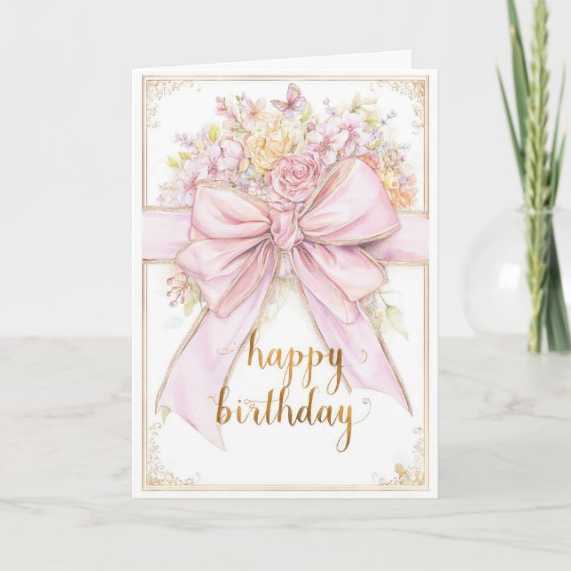 Tarjeta Cumpleaños Floral Bonito (Anverso)