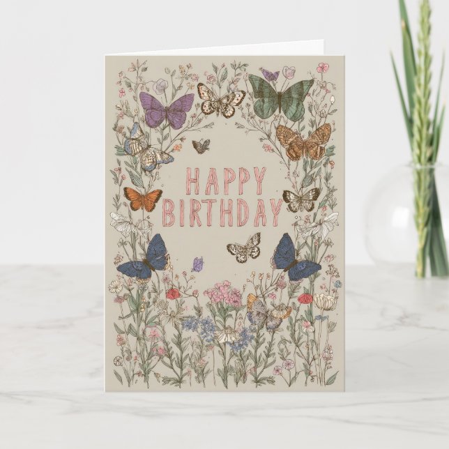 Tarjeta Cumpleaños Floral Bonito (Anverso)