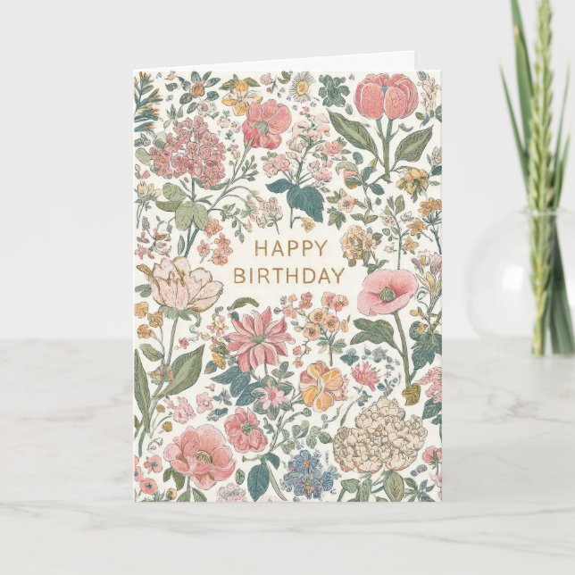 Tarjeta Cumpleaños Floral Bonito (Anverso)
