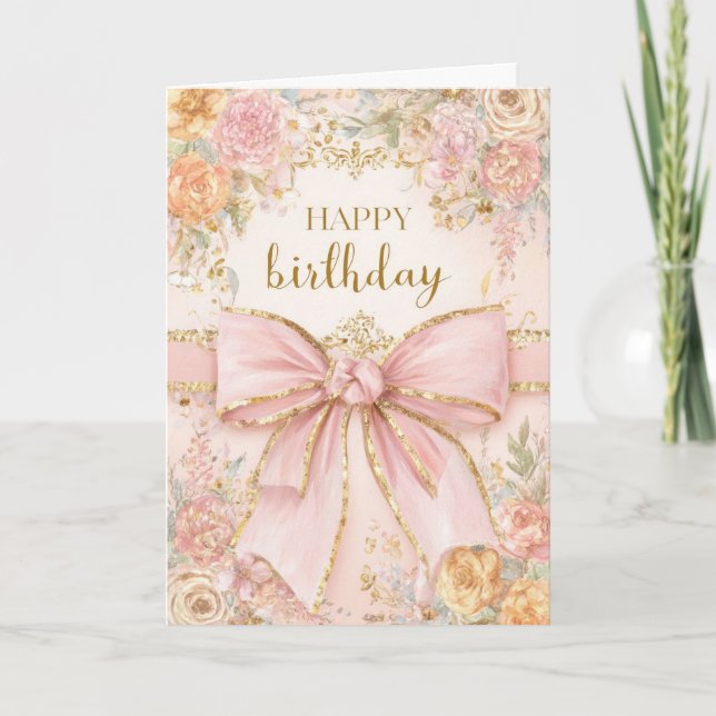 Tarjeta Cumpleaños Floral Bonito (Anverso)