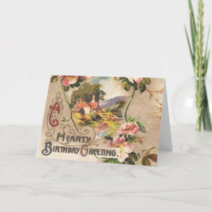 Tarjeta Cumpleaños Floral Campestre Victoriano de la Décad