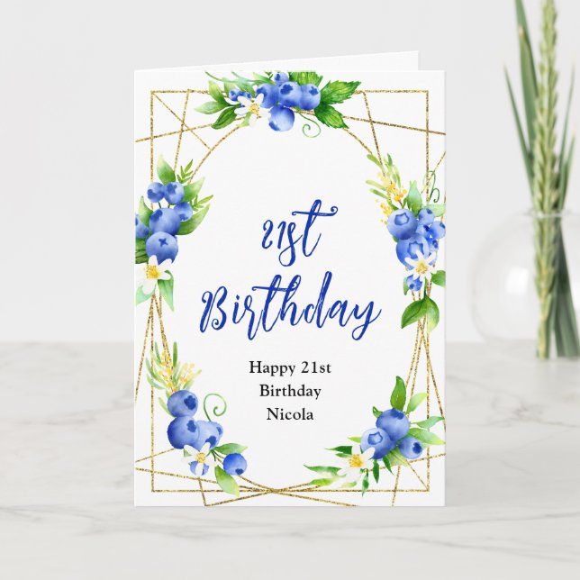 Tarjeta Cumpleaños Floral de Arándano (Anverso)
