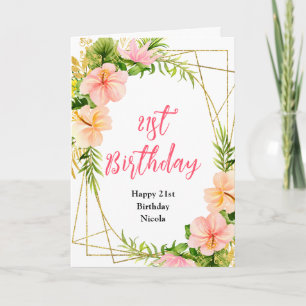Tarjeta Cumpleaños Floral de Jungla Tropical