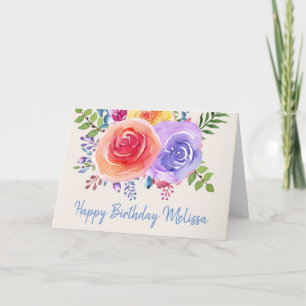 Tarjeta Cumpleaños floral de la acuarela colorida de los