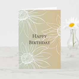 Tarjeta Cumpleaños floral de margaritas blancas melocotón 