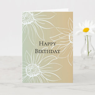 Tarjeta Cumpleaños floral de margaritas blancas melocotón