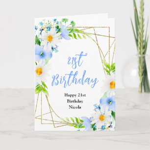 Tarjeta Cumpleaños Floral de Nomeolvides y Margaritas
