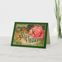 Tarjeta Cumpleaños floral del vintage feliz