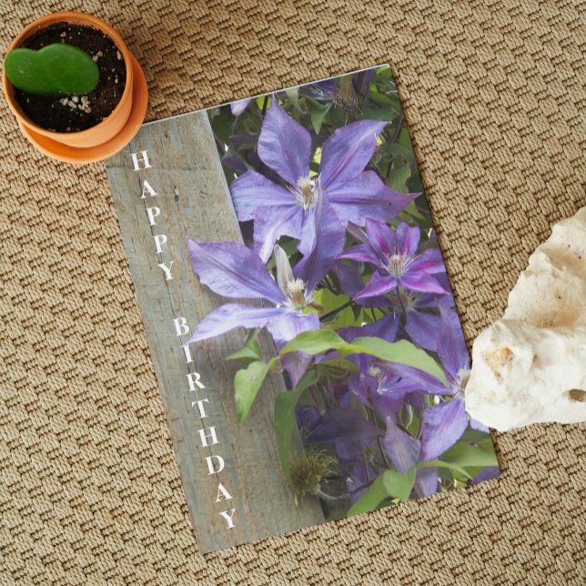 Tarjeta Cumpleaños Floral Purple Clematis (In Situ)