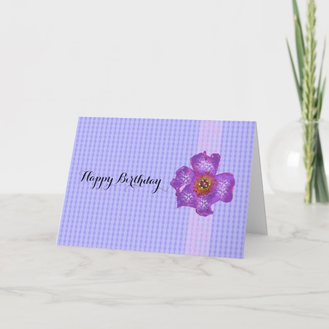 Tarjeta Cumpleaños Floral Púrpura (Anverso)