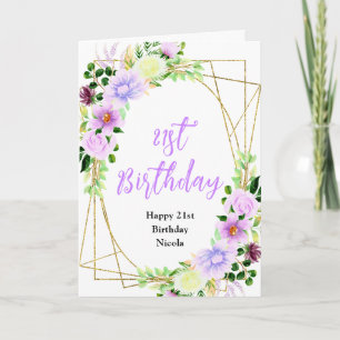 Tarjeta Cumpleaños Floral Púrpura de Primavera