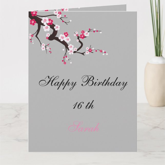 Tarjeta Cumpleaños floral rosa blanco Elegante flor de cer (Anverso)