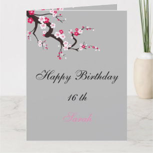 Tarjeta Cumpleaños floral rosa blanco elegante flor de cer