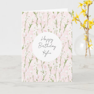 Tarjeta Cumpleaños Floral Rosa Claro Precioso