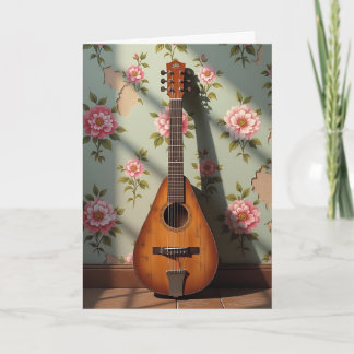 Tarjeta Cumpleaños Floral Vintage Dulcimer De Seis Cadenas