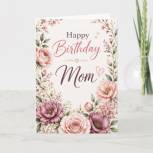 Tarjeta Cumpleaños Floral Vintage Mamá