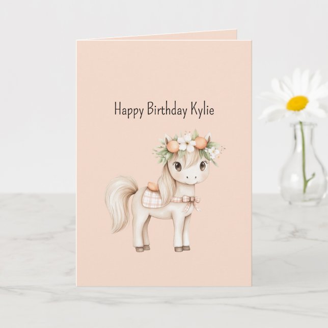 Tarjeta Cumpleaños Flores de Caballo de Melocotón Dulce   (Planta pequeña)
