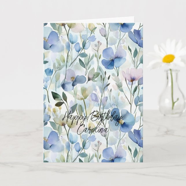 Tarjeta Cumpleaños Flores Moradas Hermosas (Planta pequeña)