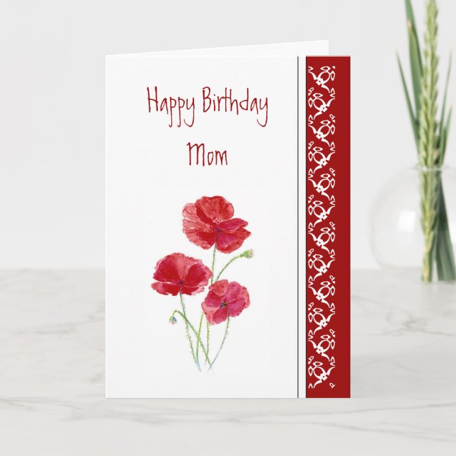 Tarjeta Cumpleaños, flores rojas del jardín de las (Anverso)