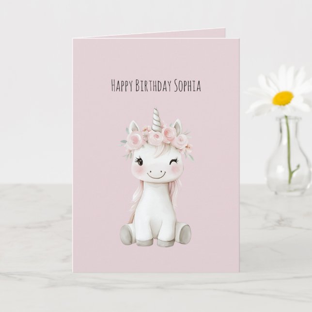 Tarjeta Cumpleaños Flores Rosas de Unicornio (Planta pequeña)