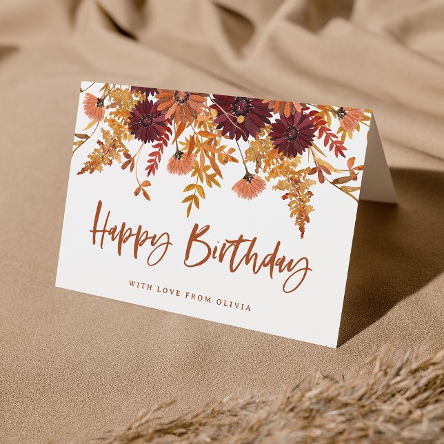 Tarjeta Cumpleaños | Flores salvajes de Boho con foto (Subido por el creador)