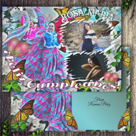 Tarjeta Cumpleanos Flowers & Butterflies PV01