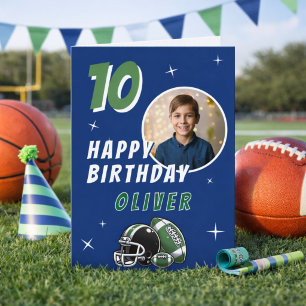 Tarjeta Cumpleaños Foto Casco Pelota de Fútbol Dibujos Ani