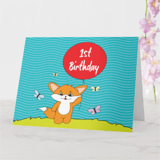 Tarjeta Cumpleaños Fox - Primer cumpleaños