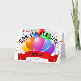 Tarjeta Cumpleaños Francés Aniversario Bon Personalizado