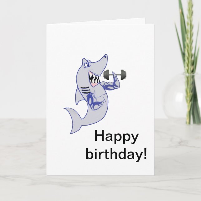 Tarjeta Cumpleaños fuerte del tiburón (Anverso)