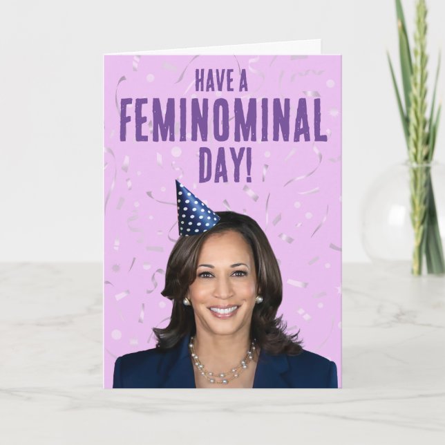 Tarjeta Cumpleaños Funny Kamala Harris - Día Femenino (Anverso)