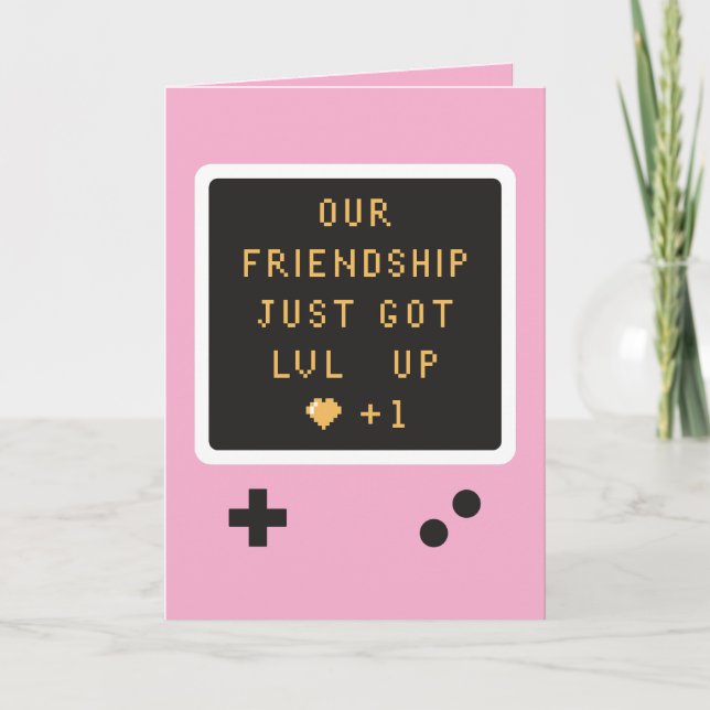 Tarjeta Cumpleaños Gameboy Nivel de Amistad Sube  (Anverso)