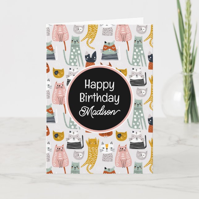 Tarjeta Cumpleaños | Gato corto de garganta (Anverso)