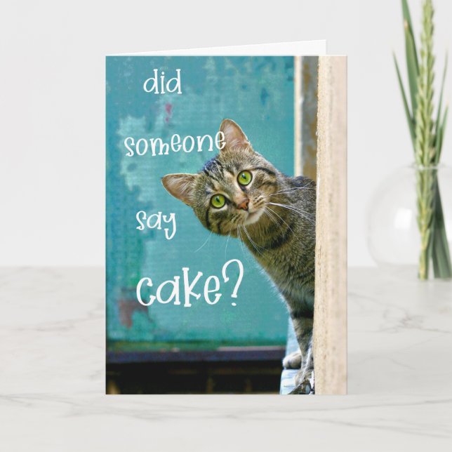 Tarjeta Cumpleaños Gato, Gracioso, Alguien Dijo Pastel (Anverso)