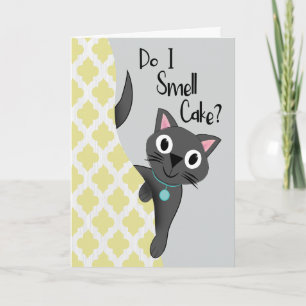 Tarjeta Cumpleaños Gato ¿Huelo pastel