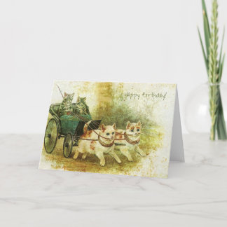 Tarjeta Cumpleaños Gatos Vintage