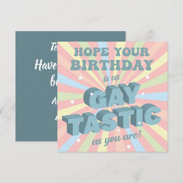 Tarjeta Cumpleaños Gay Tástico (Anverso / Reverso)