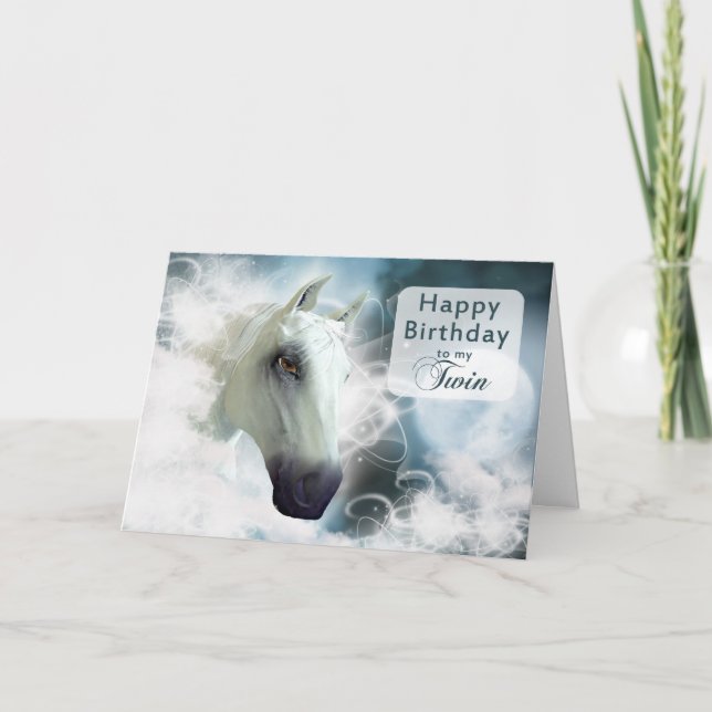 Tarjeta Cumpleaños gemelo Espíritu árabe Caballo (Anverso)