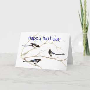 Tarjeta Cumpleaños General, Aves Magpie