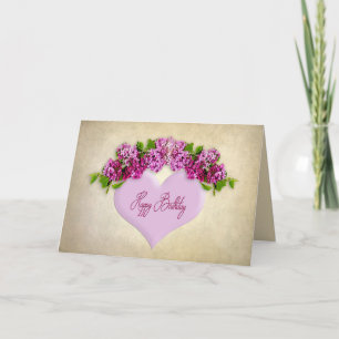 Tarjeta CUMPLEAÑOS - General - Elegancia con Lilacs y cora