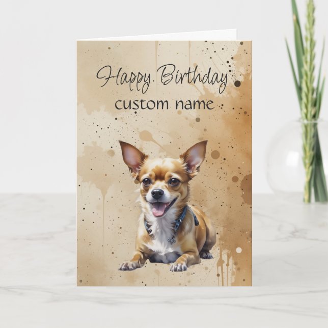 Tarjeta Cumpleaños General Personalizado Chihuahua Perro L (Anverso)