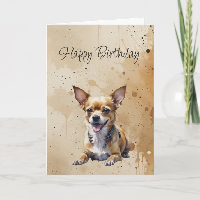Tarjeta Cumpleaños General Personalizado Perrito Chihuahua (Anverso)