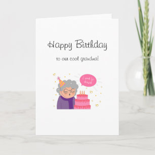 Tarjeta cumpleaños genial, abuela moderna, divertido, nece