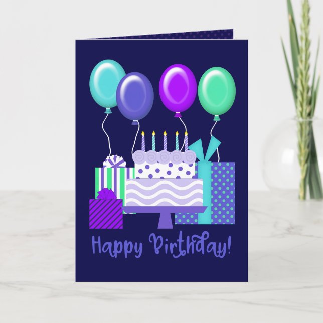 Tarjeta Cumpleaños! | Globos, regalos y pasteles (Anverso)