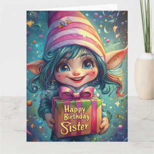 Tarjeta Cumpleaños Gnome - Feliz cumpleaños hermana