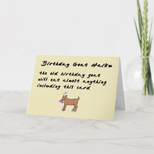Tarjeta Cumpleaños Goat Haiku - un poema divertido de cump