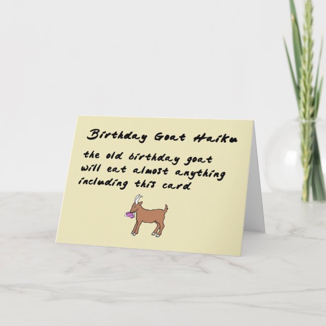Tarjeta Cumpleaños Goat Haiku - un poema divertido de cump (Anverso)