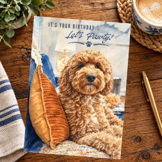 Tarjeta Cumpleaños Golden Doodle Feliz